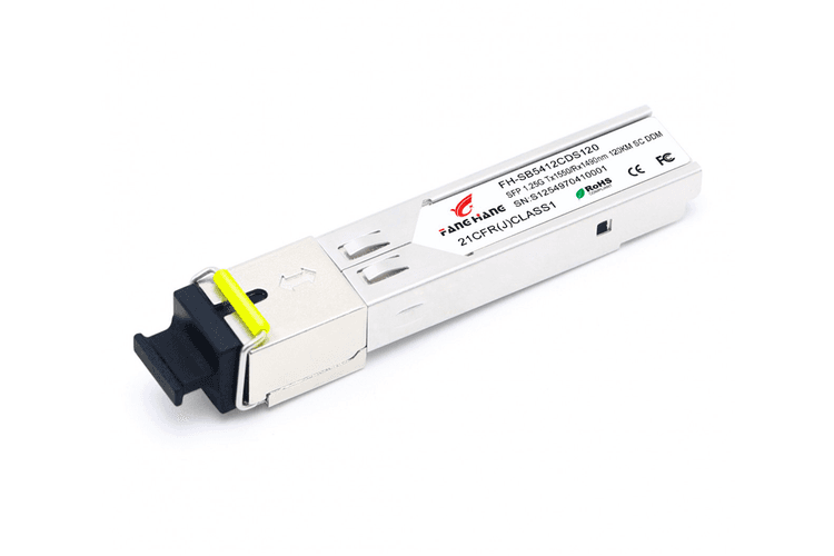 120 км SFP модуль WDM, 1.25 G, TX 1550 нм, RX 1490 нм, SC, DDM