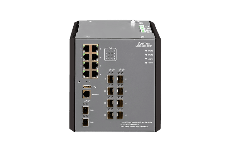 MES3500I-8P8F | Промышленный коммутатор Eltex 8 портов 1G PoE/PoE+, 8 портов 1G SFP, 2 порта 10G SFP+