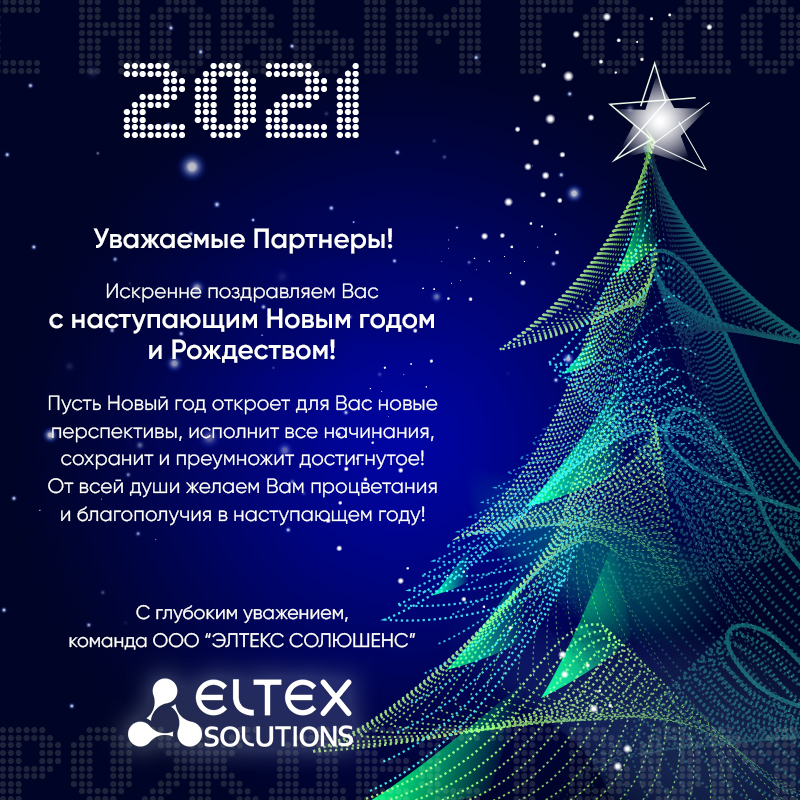 Команда Eltex Solutions поздравляет Вас с наступающим Новым годом и Рождеством!
